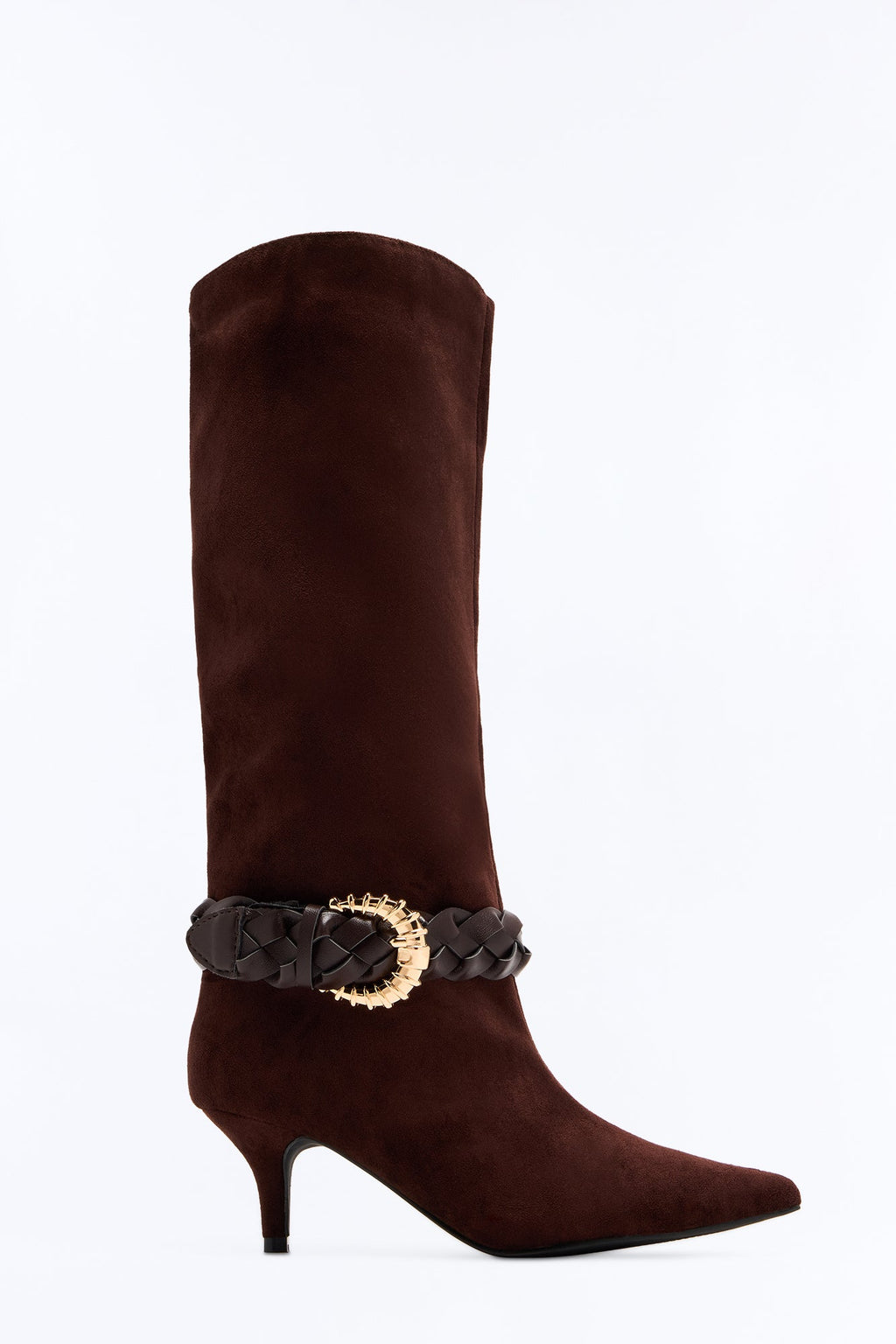 Nothing Missing Buckle Heeled Boots - Brown