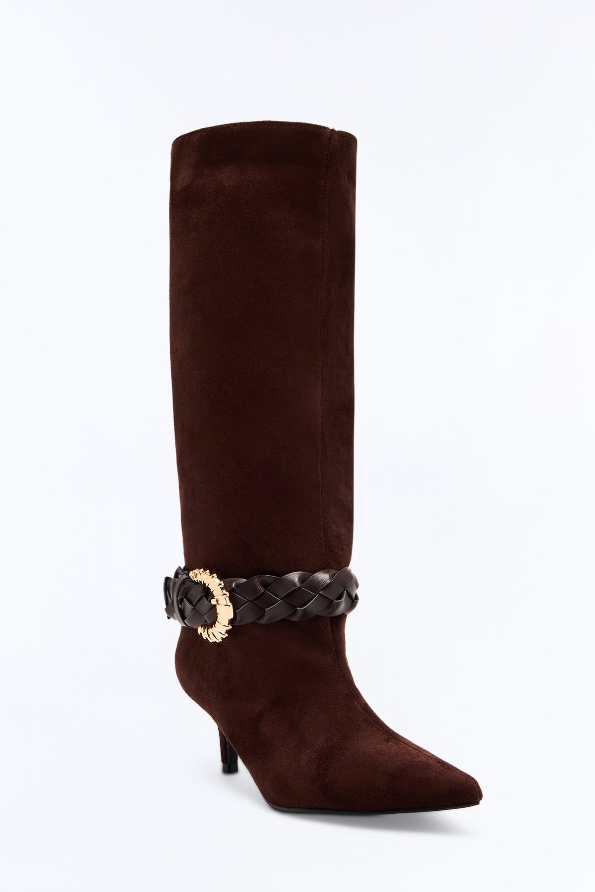 Nothing Missing Buckle Heeled Boots - Brown