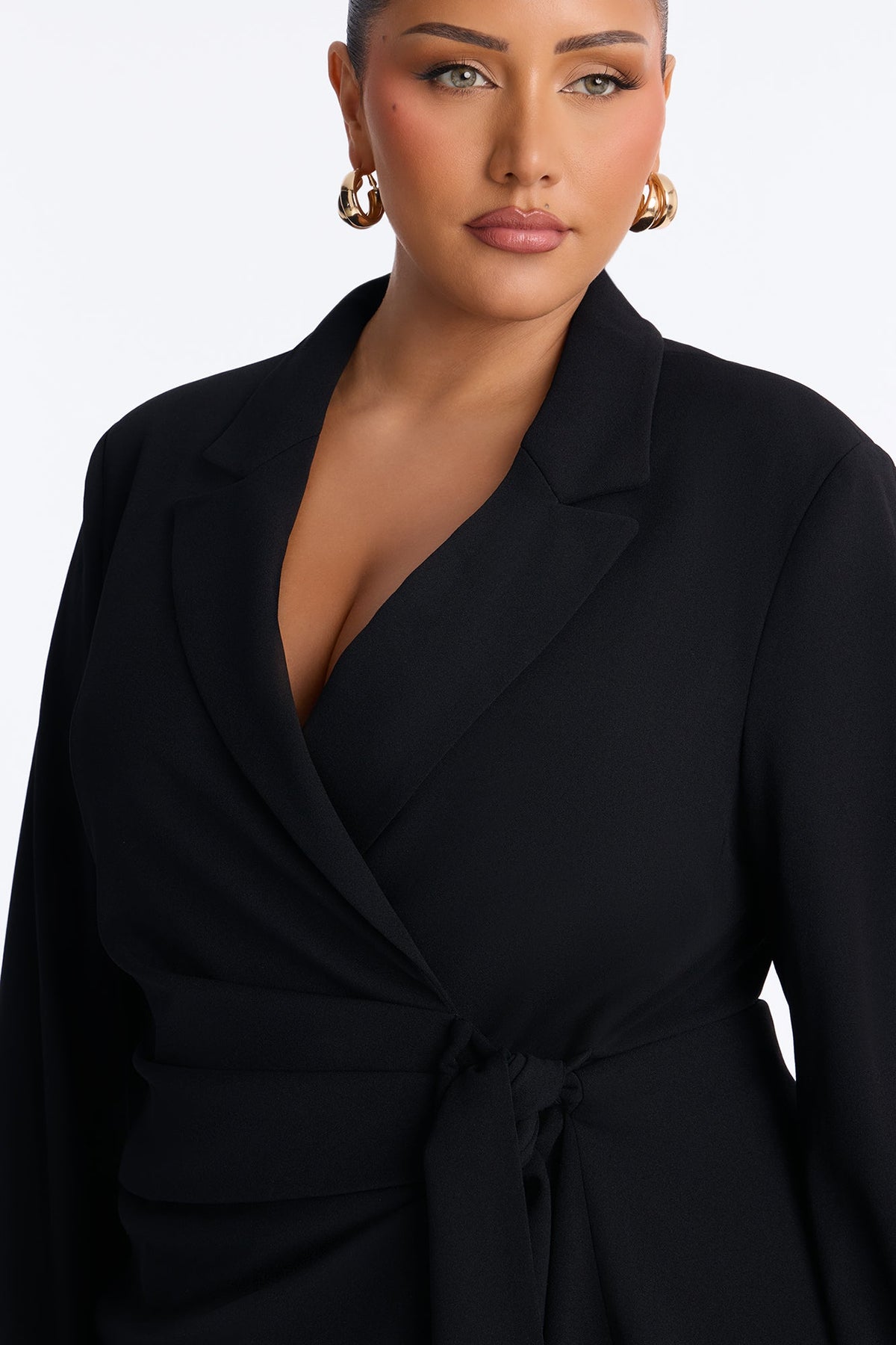 Lookin Sharp Knotted Blazer Pant Set - Black