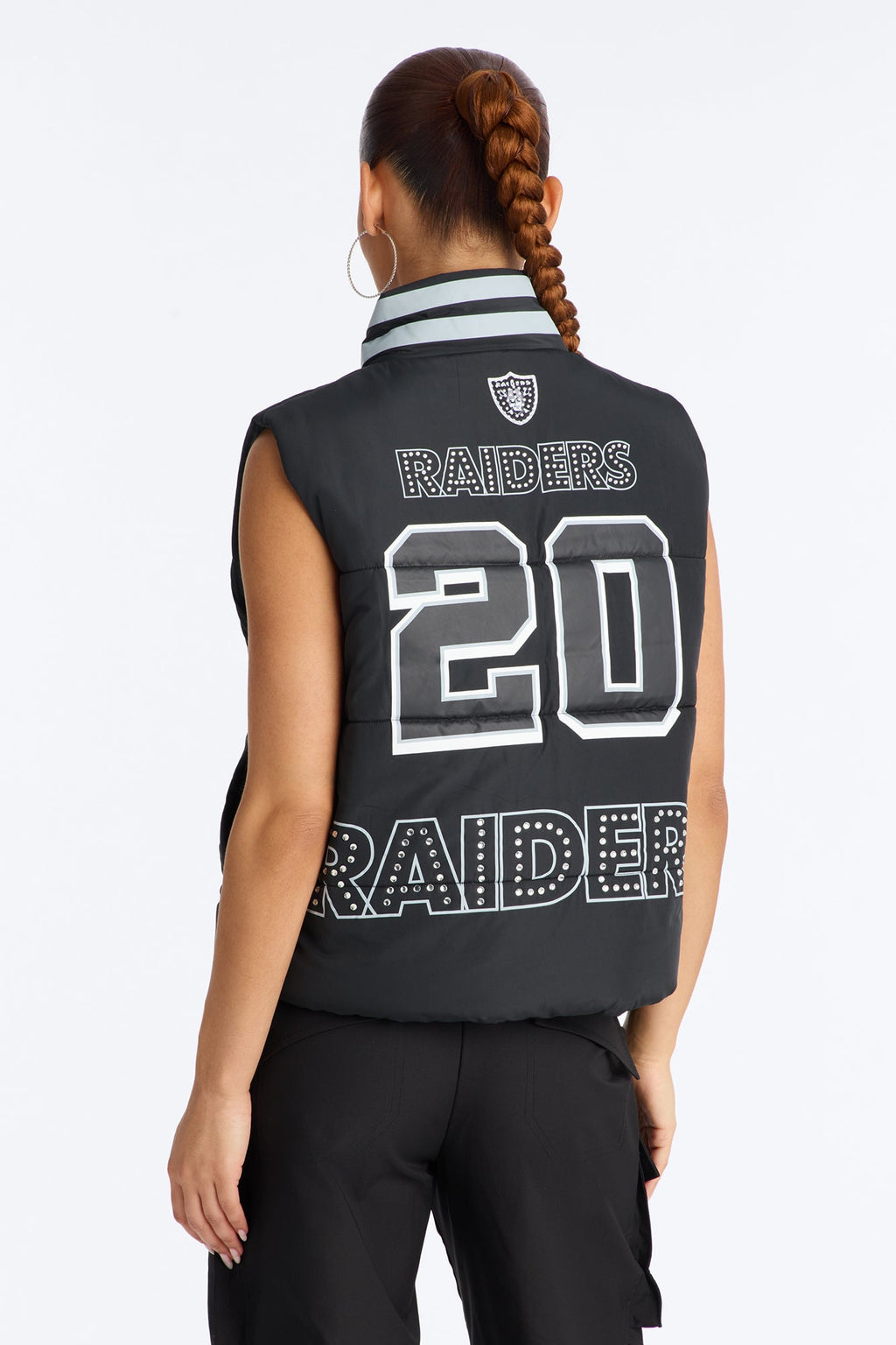 NFL Las Vegas Raiders Rhinestone Puffer Vest - Black