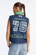 NFL Seattle Seahawks Rhinestone Puffer Vest - Navy