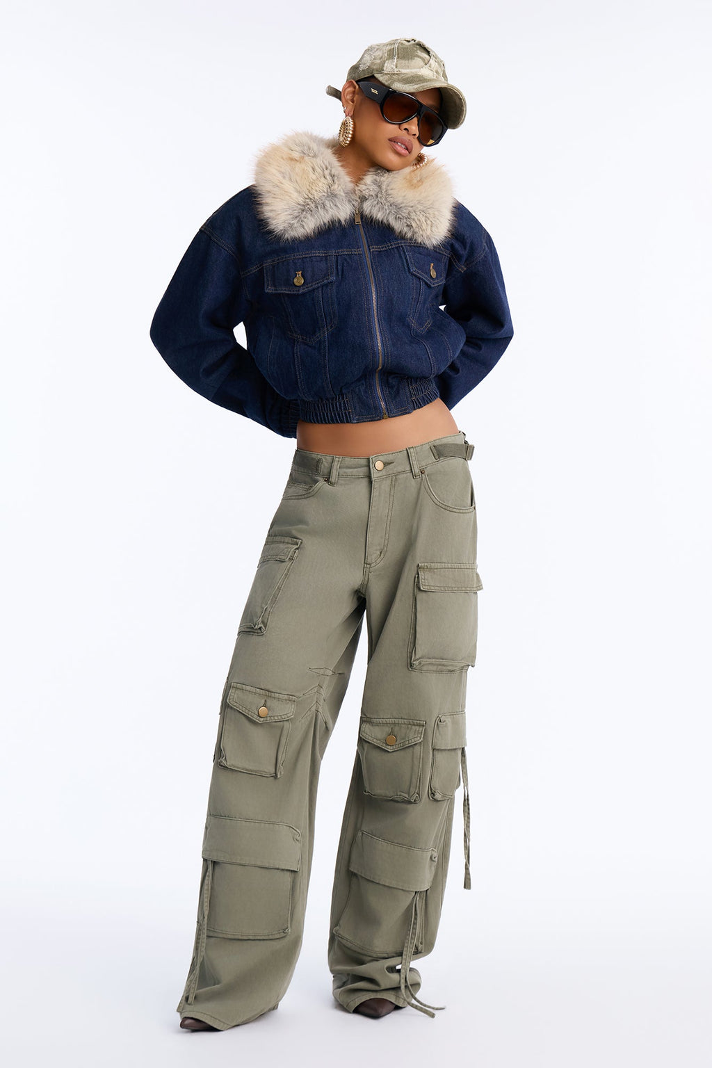 Méribel Faux Fur Denim Jacket - Dark Denim