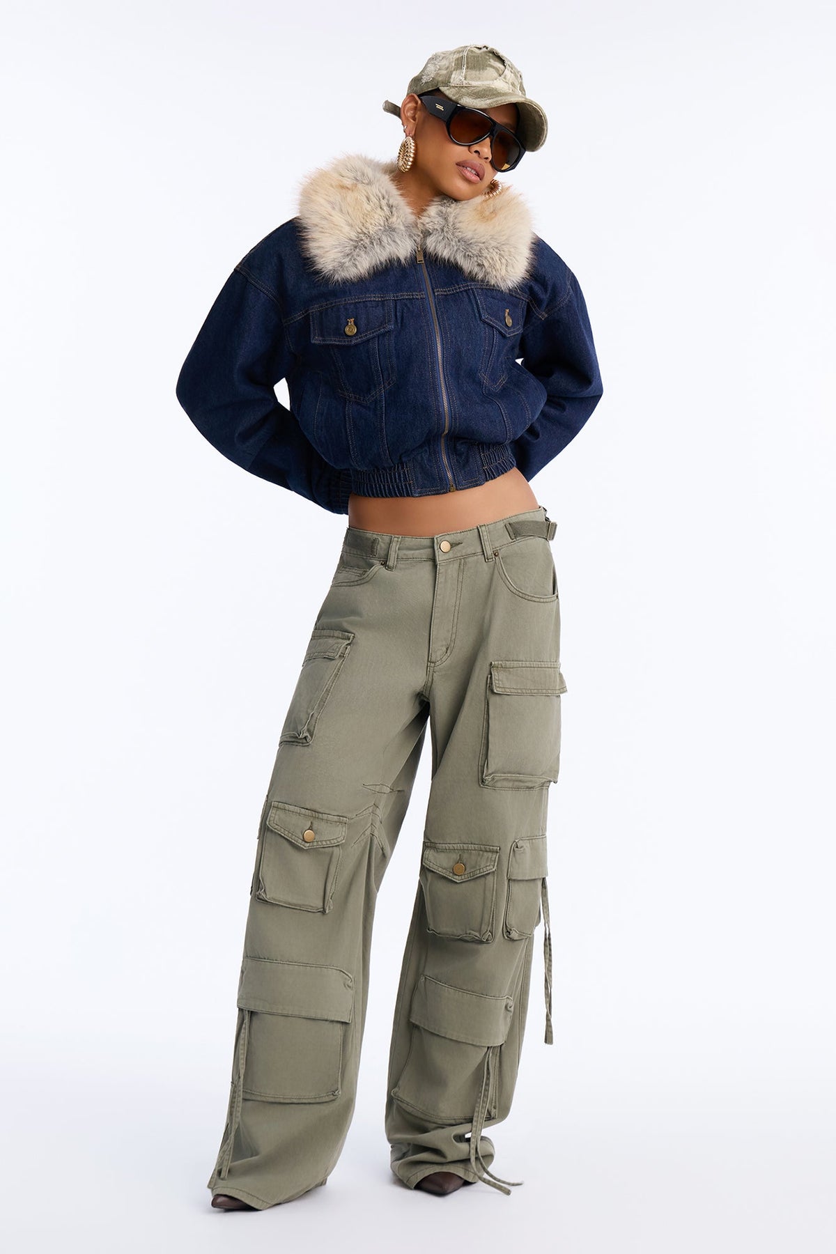 Méribel Faux Fur Denim Jacket - Dark Denim