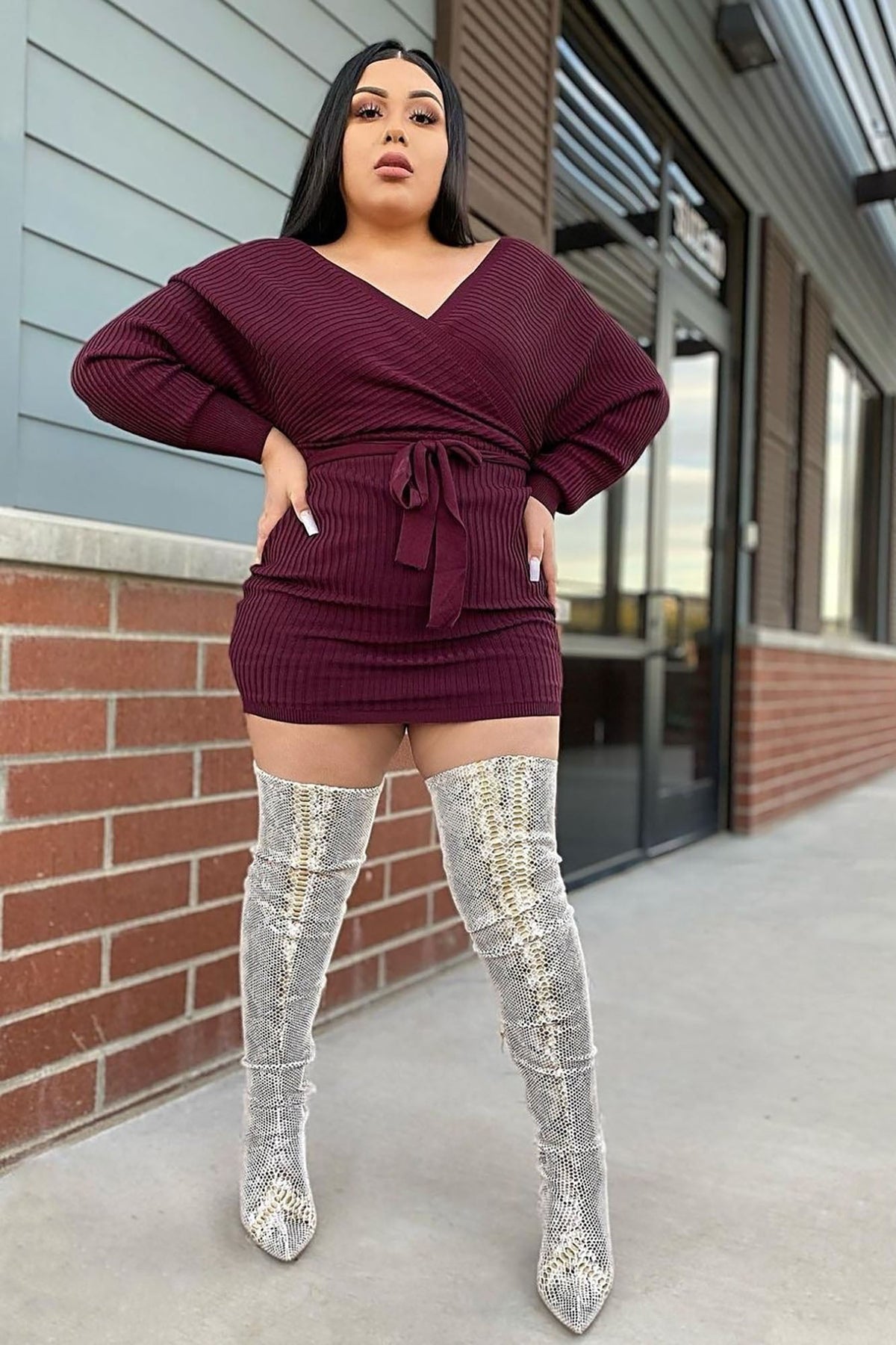 Just Between Us Sweater Dress - Wine