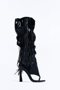 All the Feels Fringe Heeled Boots - Black