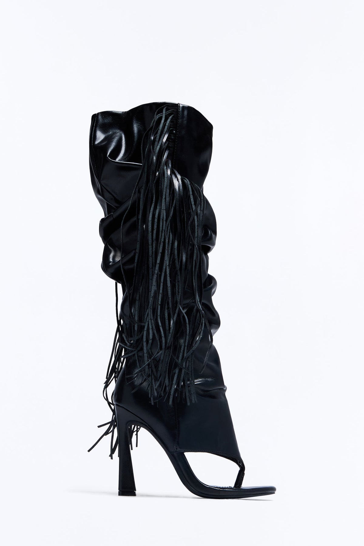 All the Feels Fringe Heeled Boots - Black
