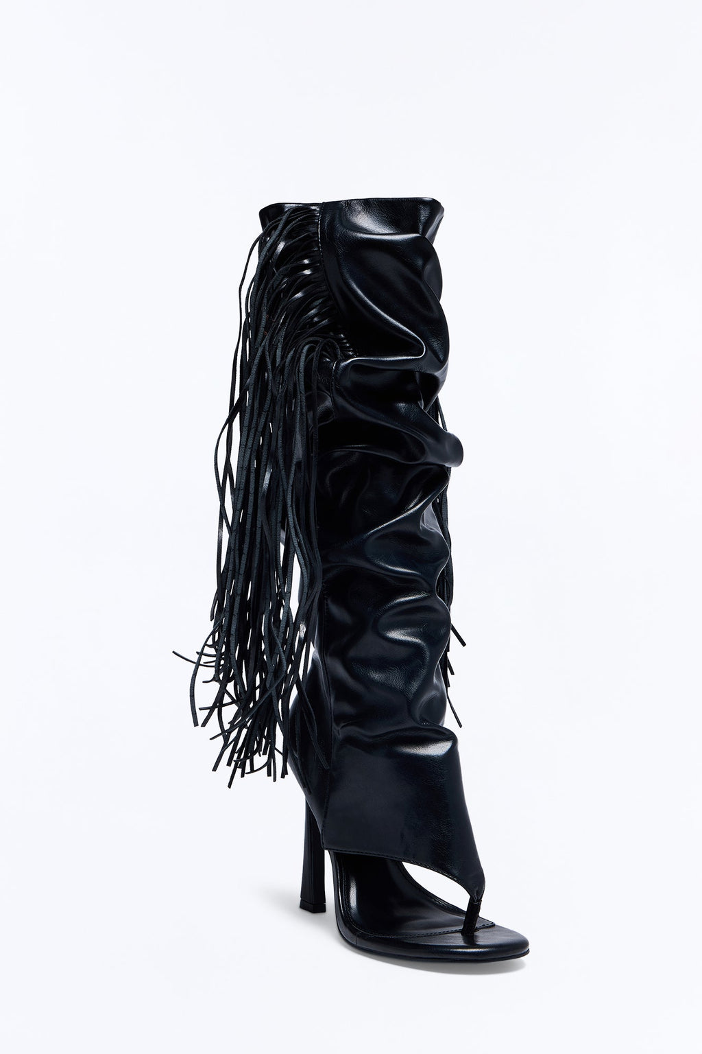 All the Feels Fringe Heeled Boots - Black