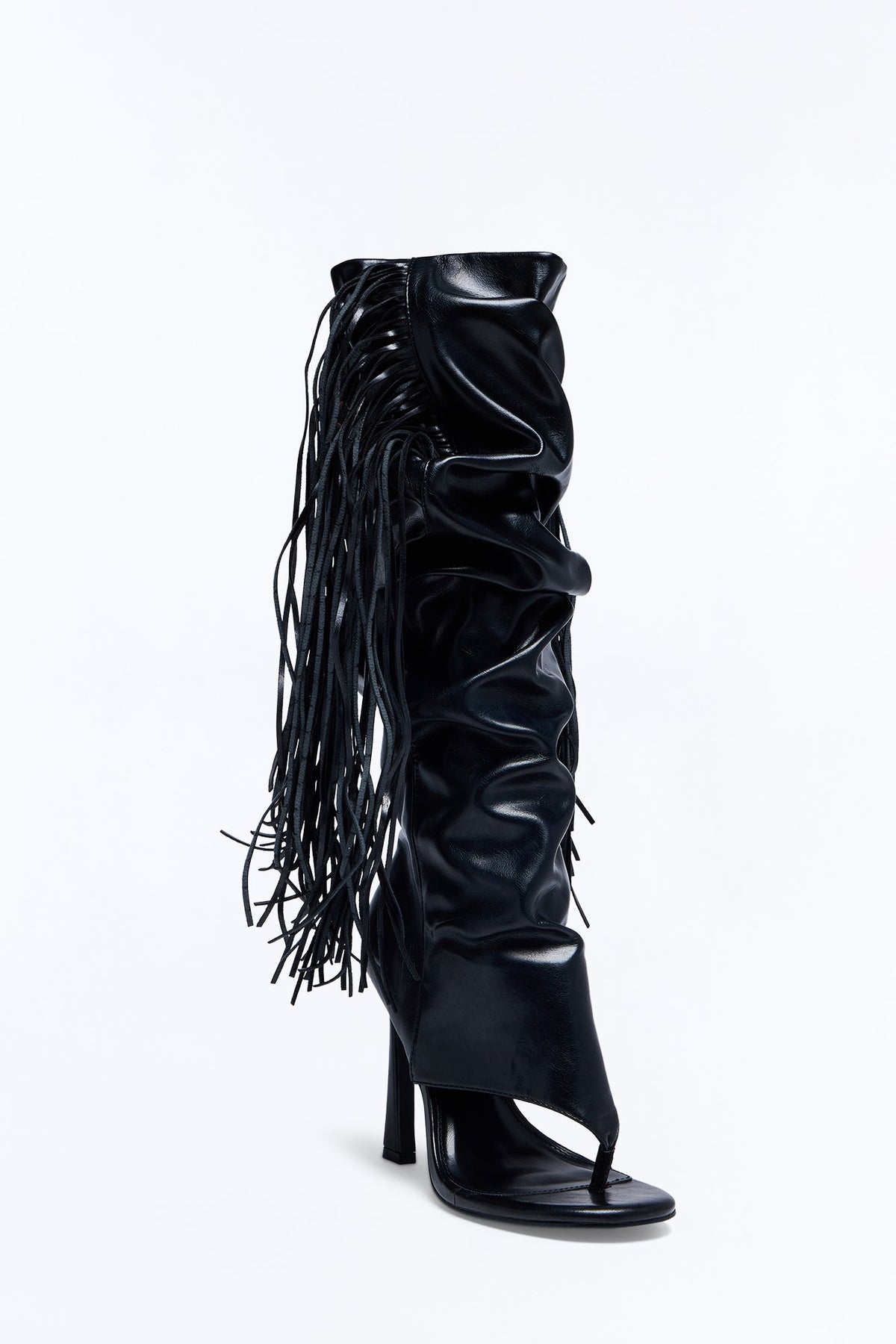 All the Feels Fringe Heeled Boots - Black