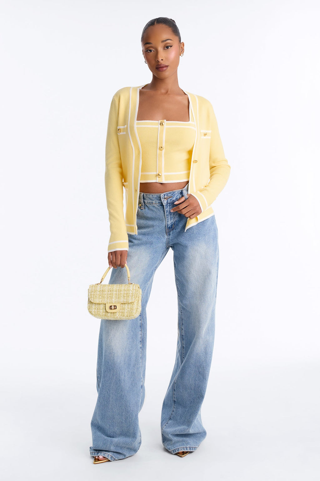 Lunch In Paris 2 Piece Sweater - Yellow/combo