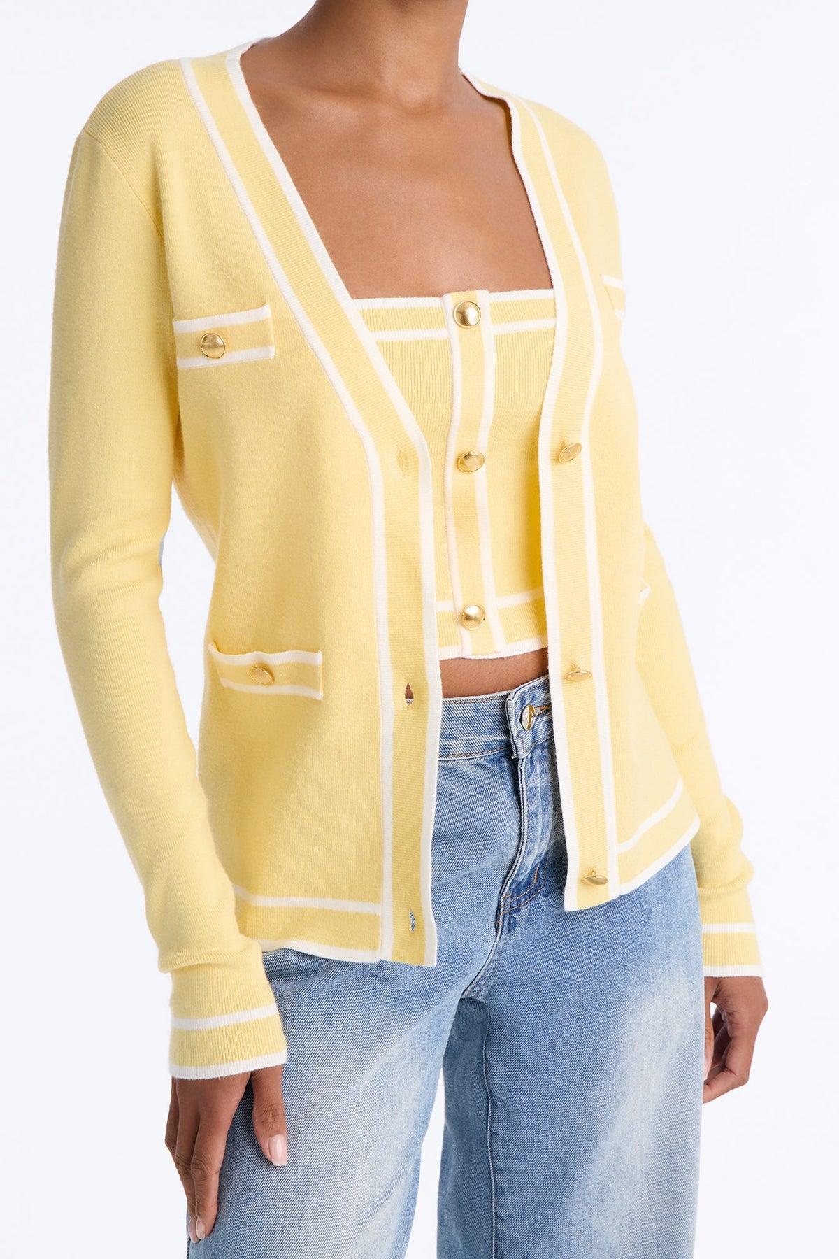 Lunch In Paris 2 Piece Sweater - Yellow/combo