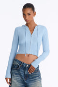 Lana Zip Up Sweater - Light Blue