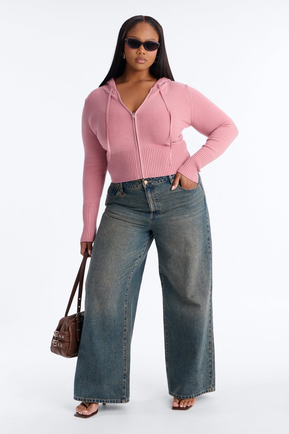 Lana Zip Up Sweater - Mauve