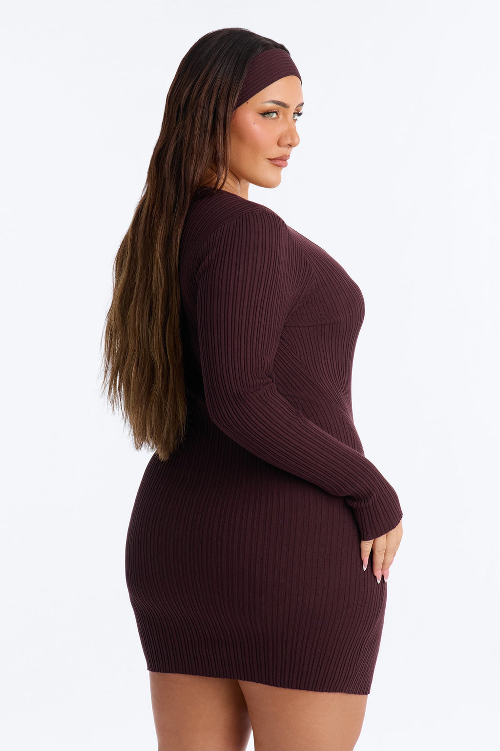 It's Giving Chic Twist Front Sweater Mini Dress - Chocolate