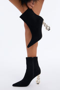 No Notes Jewel Novelty Booties - Black