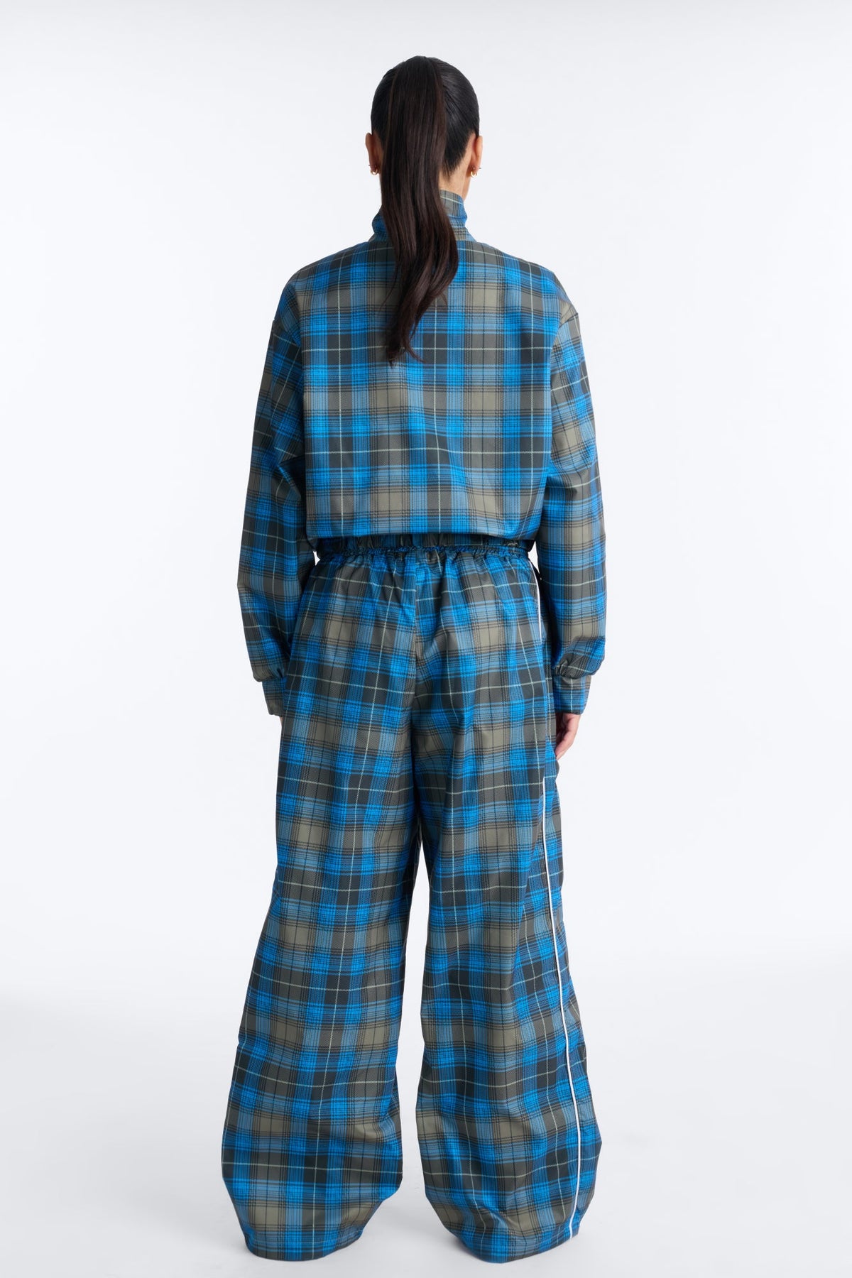 Camden Plaid Windbreaker Pant Set - Blue/combo