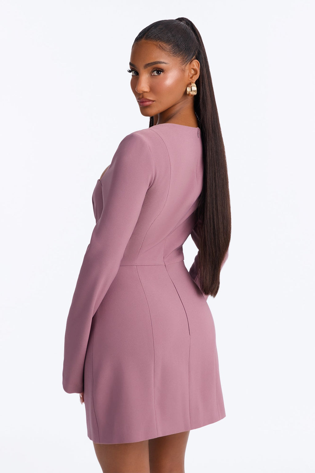 Blaire Square Neck Mini Dress - Mauve
