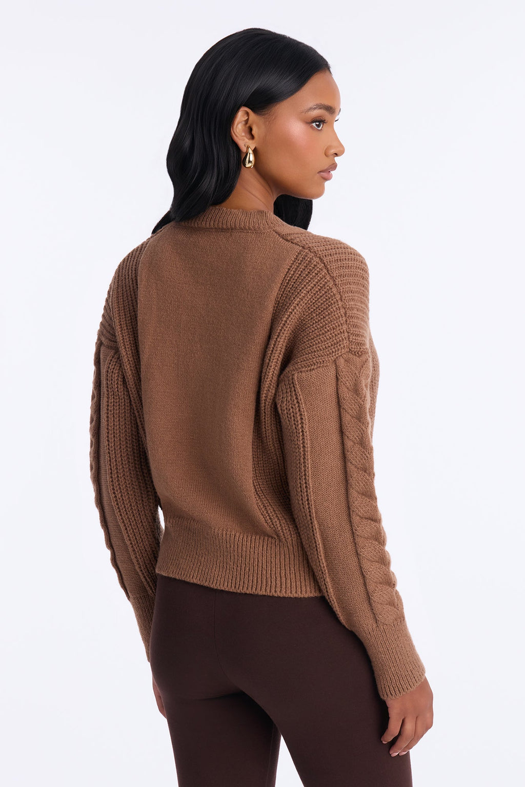Winter Feels Cable Knit Button Up Cardigan - Brown