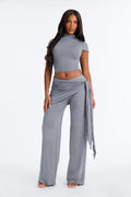 Jules Tie Waist Pant Set - Slate Blue