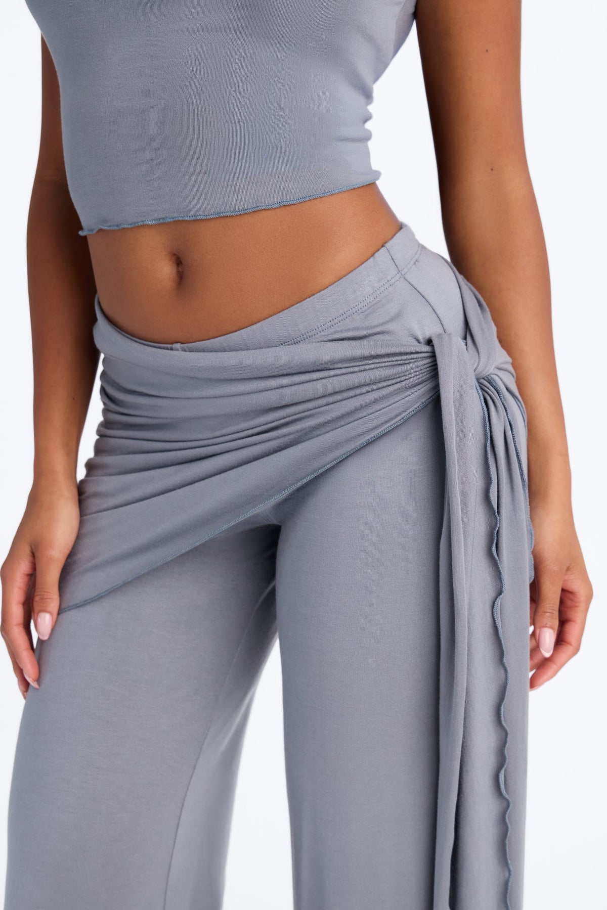 Jules Tie Waist Pant Set - Slate Blue