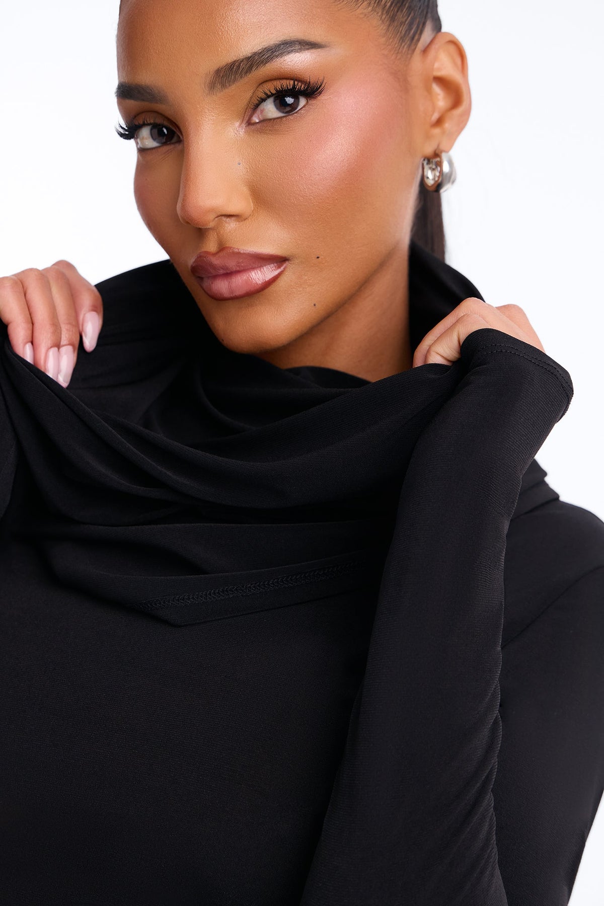 Fia Hooded Flare Pant Set - Black