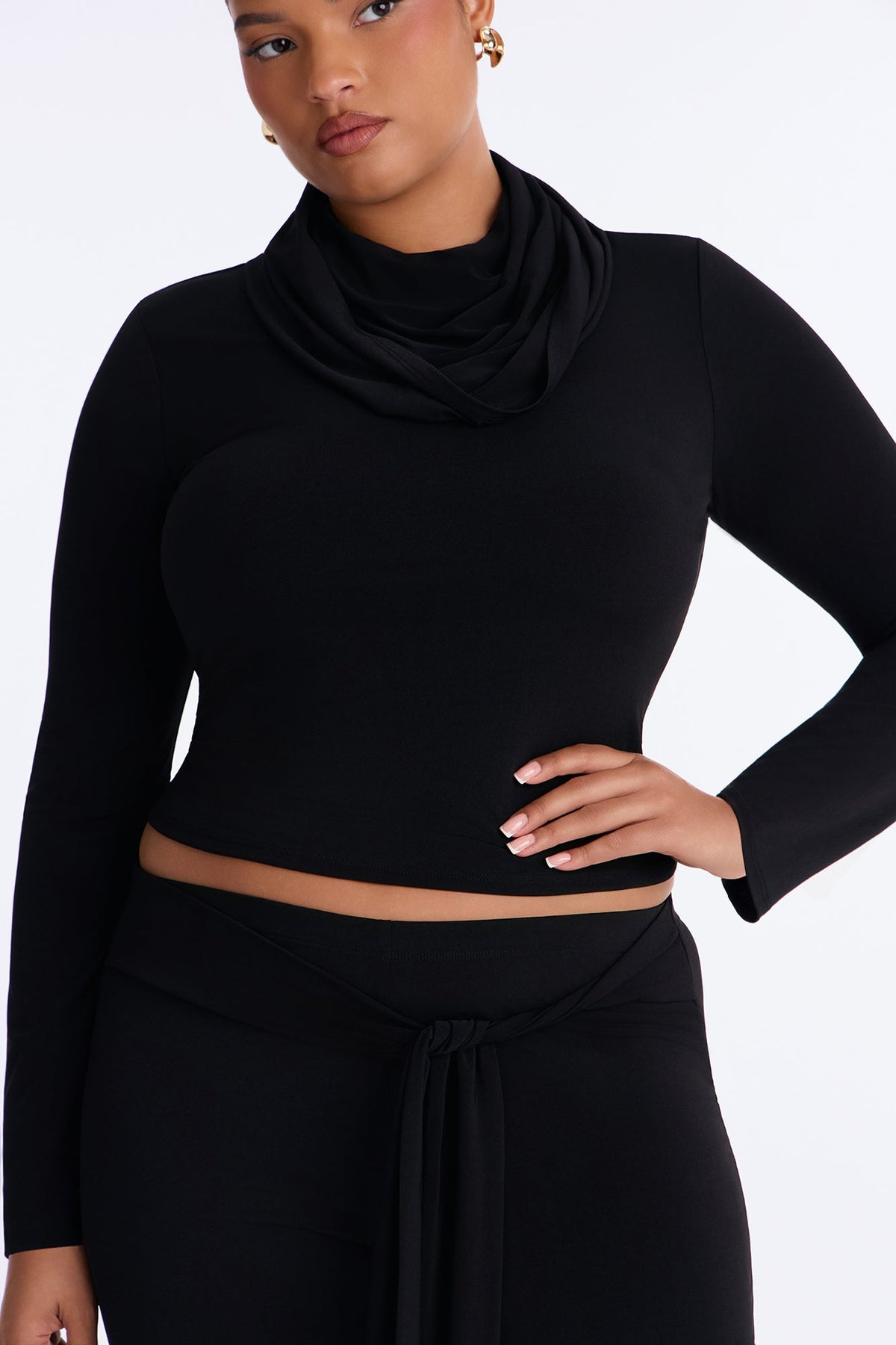 Fia Hooded Flare Pant Set - Black