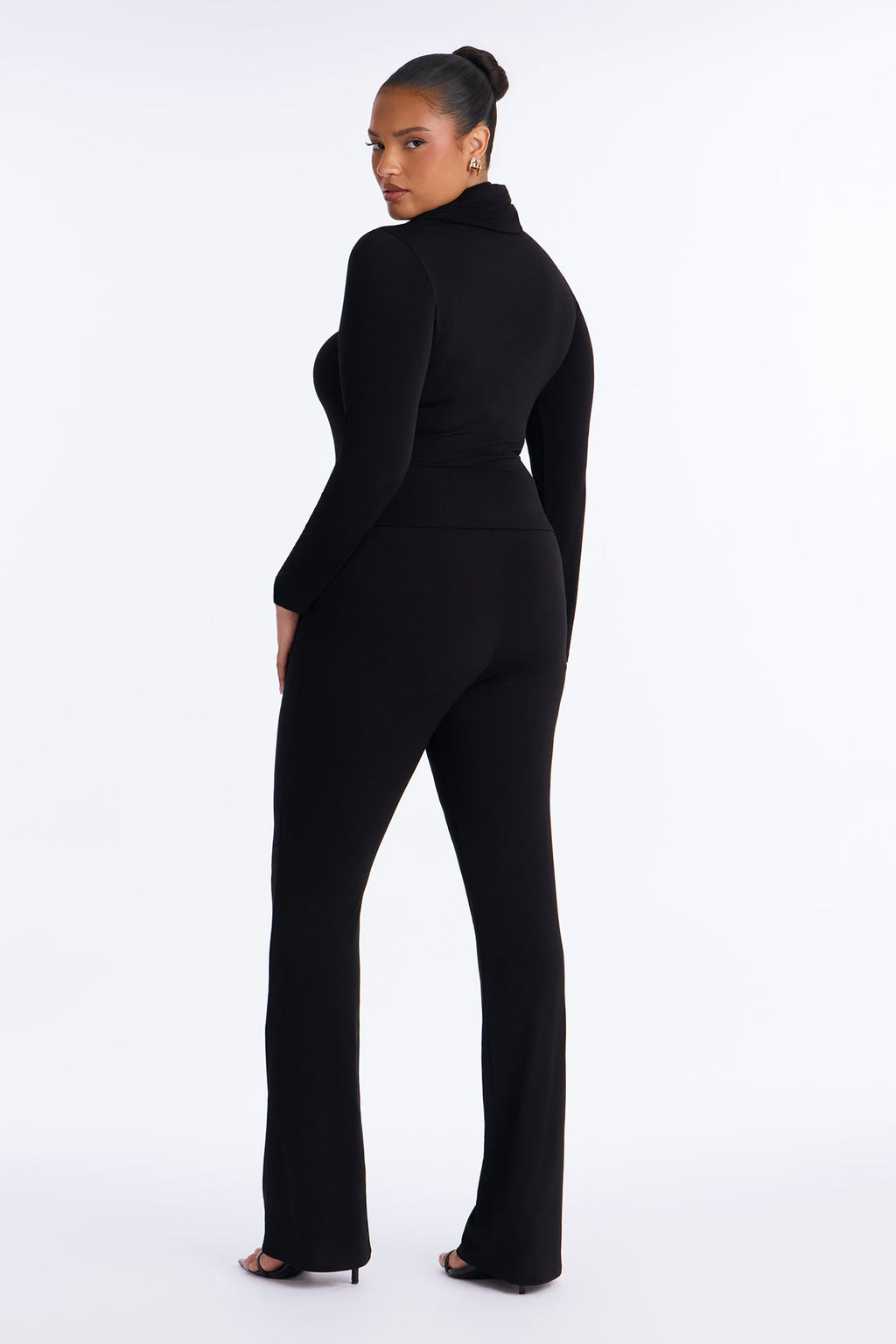 Fia Hooded Flare Pant Set - Black