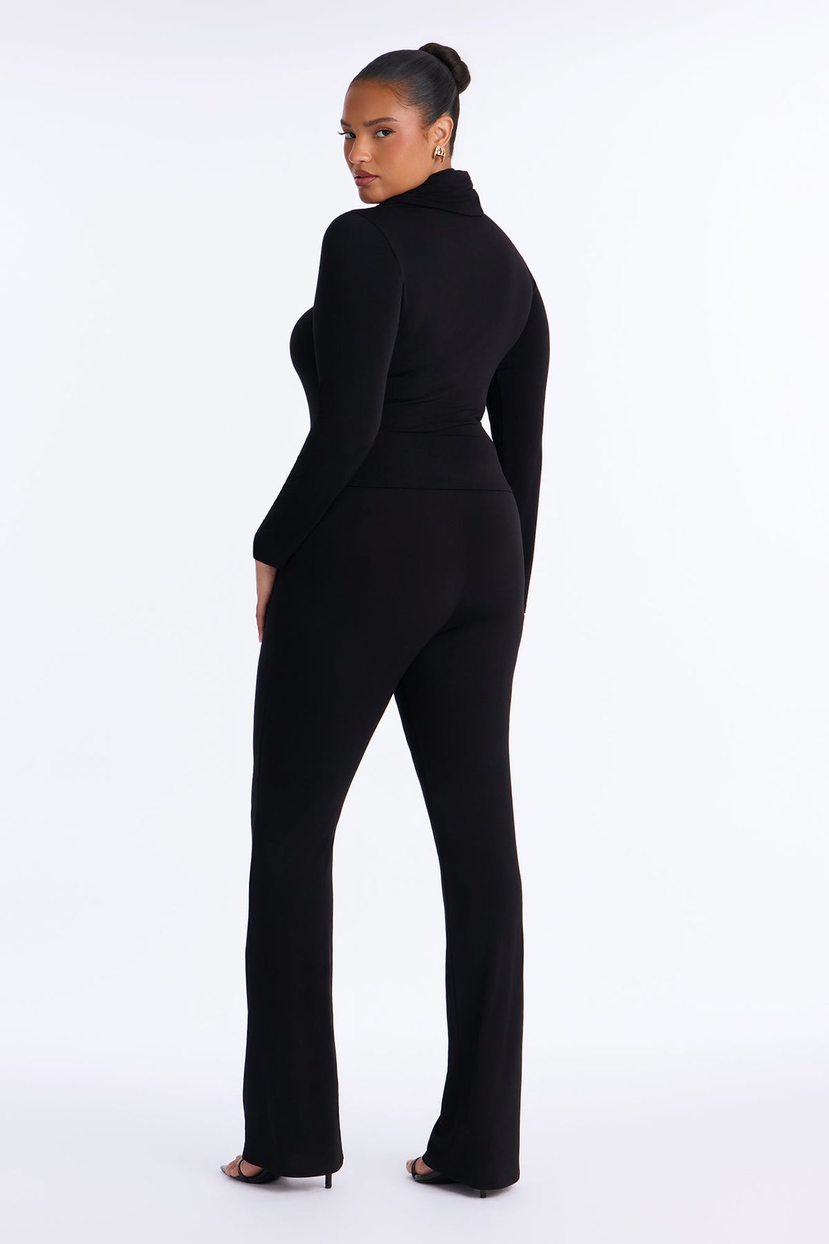 Fia Hooded Flare Pant Set - Black