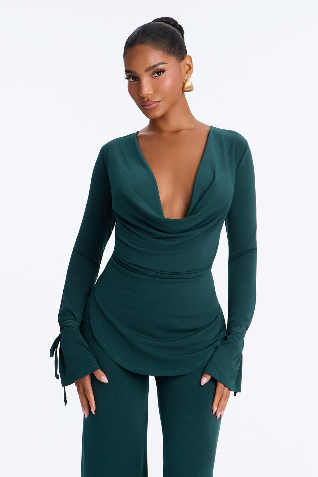 Melanie Cowl Neck Pant Set - Hunter