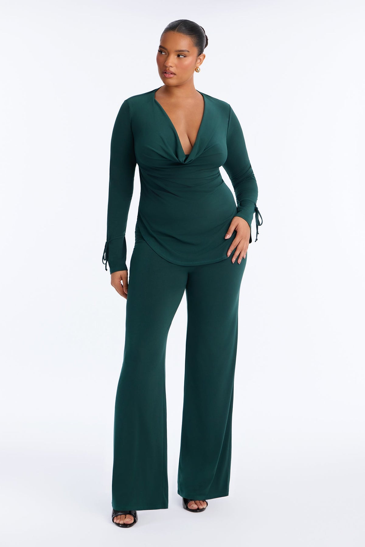 Melanie Cowl Neck Pant Set - Hunter