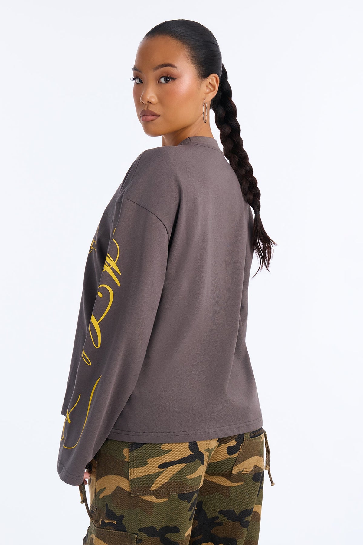 Main Character Status Long Sleeve Tee - Charcoal