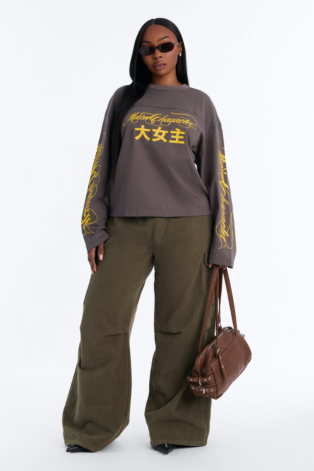 Main Character Status Long Sleeve Tee - Charcoal