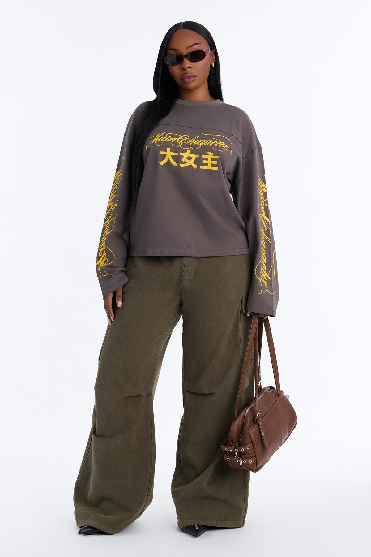 Main Character Status Long Sleeve Tee - Charcoal