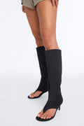 Perfect Pair Thong Heel Boots - Black