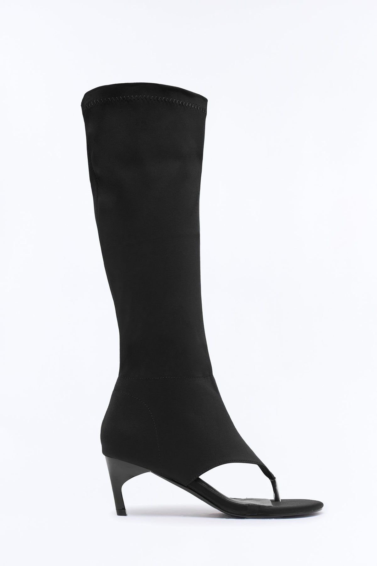 Perfect Pair Thong Heel Boots - Black