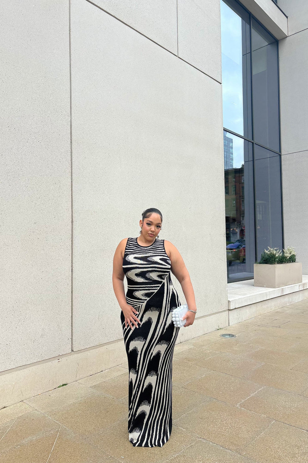 Kira Sweater Maxi Dress - Black/White