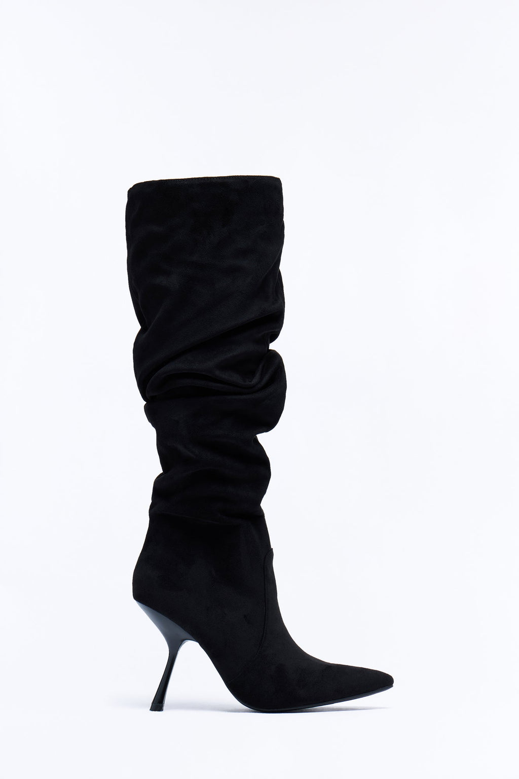 Level Ruched Suede Boots - Black