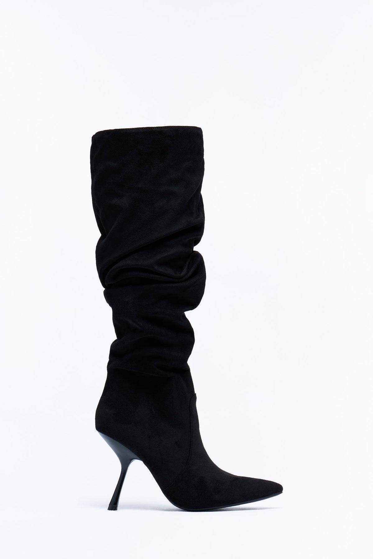 Level Ruched Suede Boots - Black
