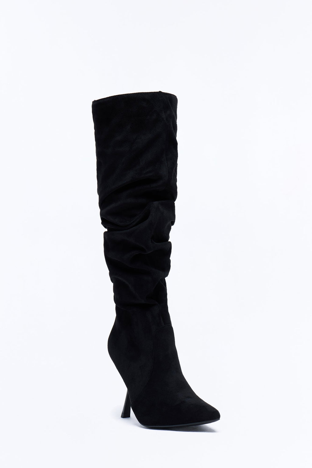 Level Ruched Suede Boots - Black