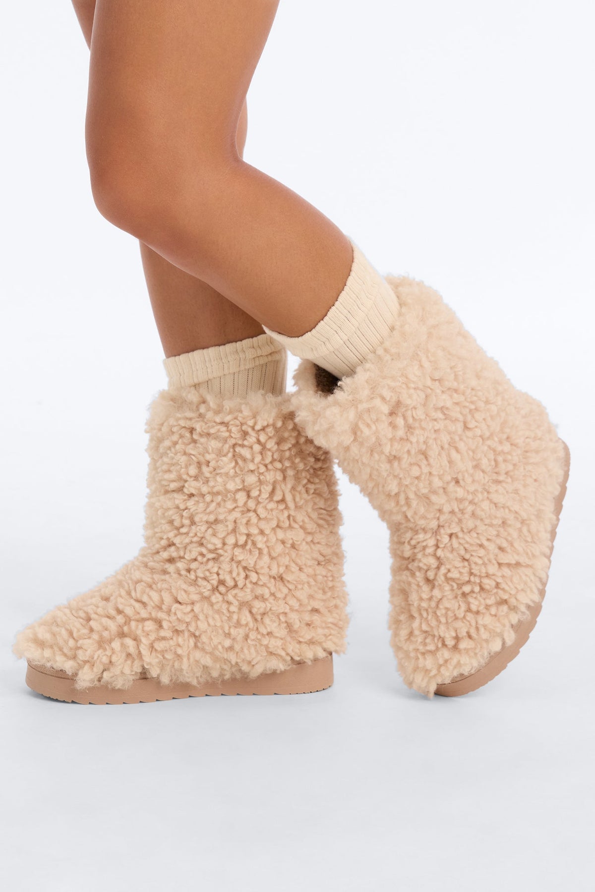 Winter Glow Faux Fur Booties - Tan