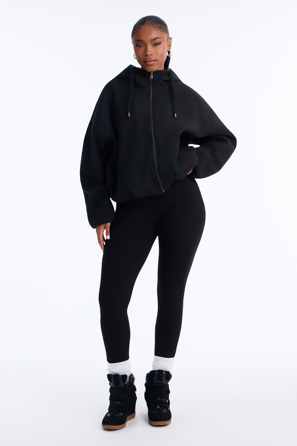 Layne Hooded Bomber Jacket - Black