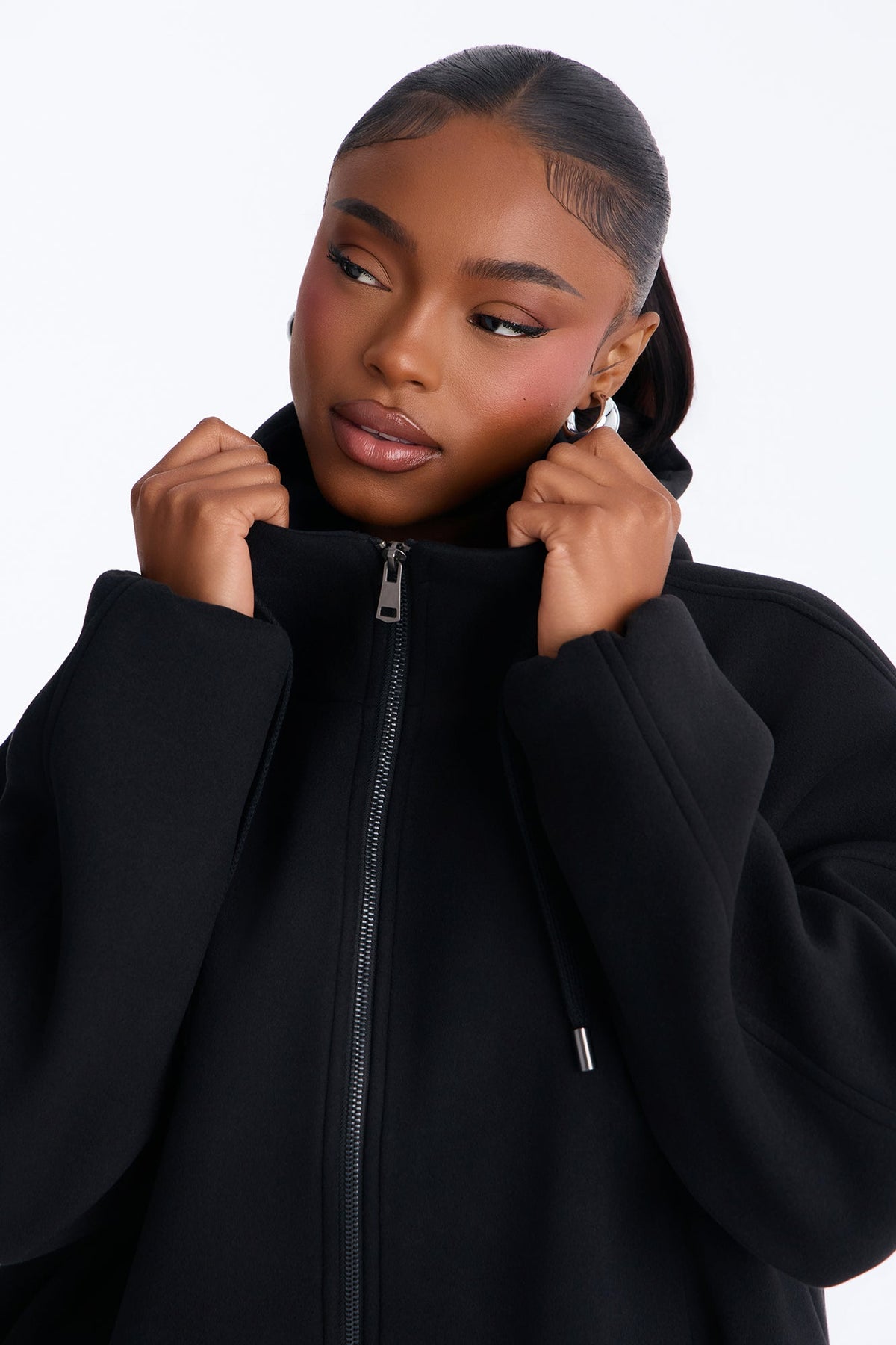 Layne Hooded Bomber Jacket - Black