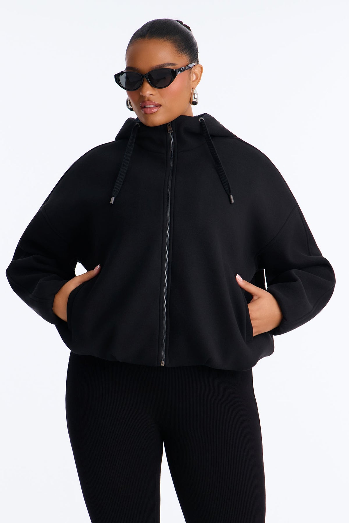 Layne Hooded Bomber Jacket - Black