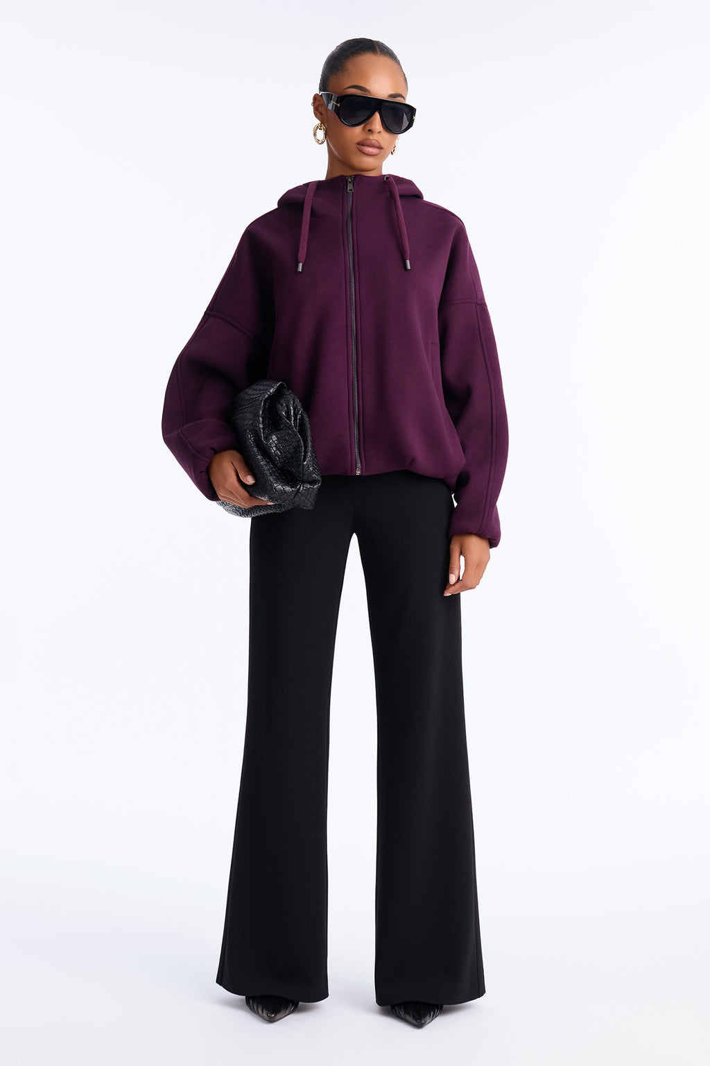 Layne Hooded Bomber Jacket - Burgundy