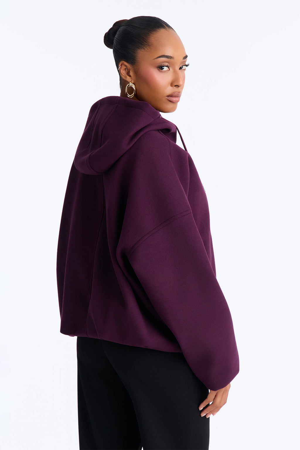 Layne Hooded Bomber Jacket - Burgundy