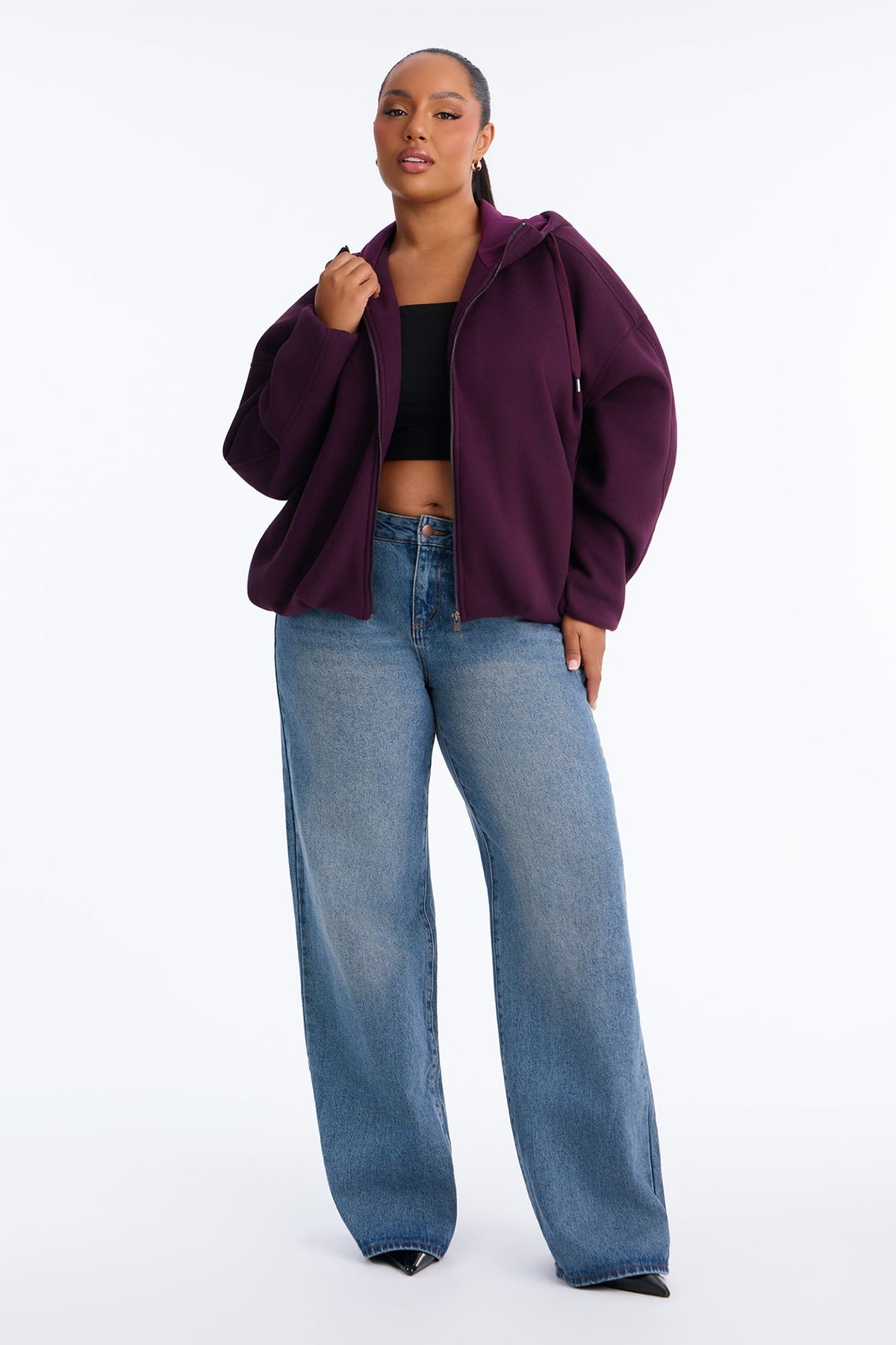 Layne Hooded Bomber Jacket - Burgundy
