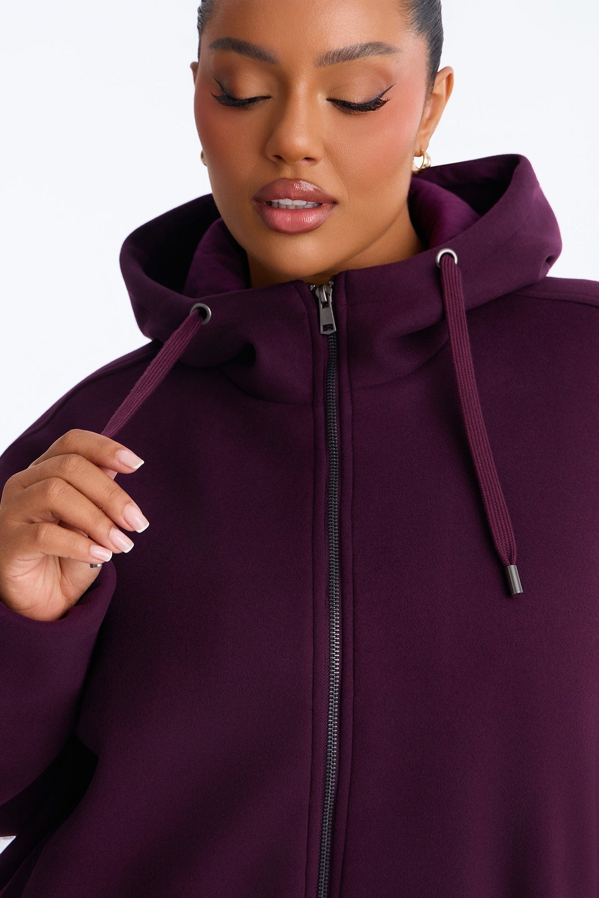 Layne Hooded Bomber Jacket - Burgundy