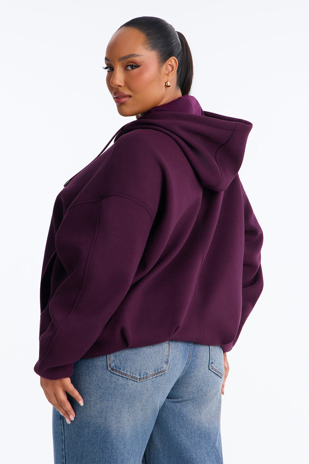 Layne Hooded Bomber Jacket - Burgundy