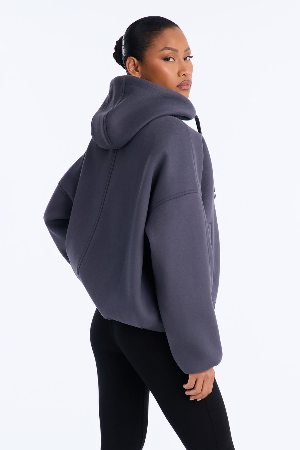 Layne Hooded Bomber Jacket - Charcoal