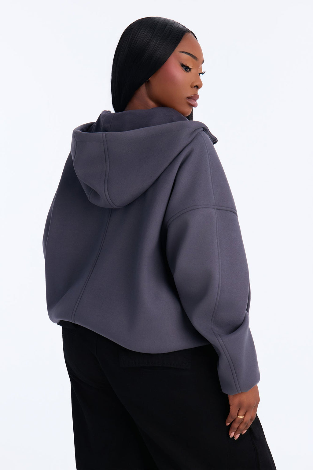 Layne Hooded Bomber Jacket - Charcoal