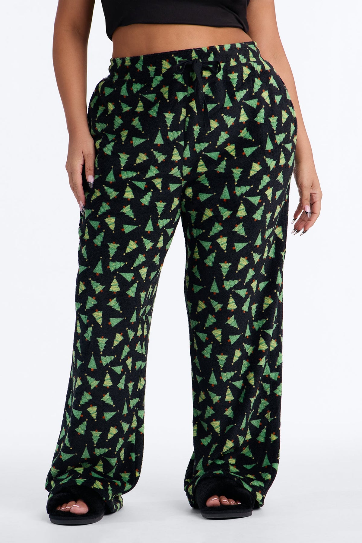 Christmas Trees Plush PJ Pants - Black/combo